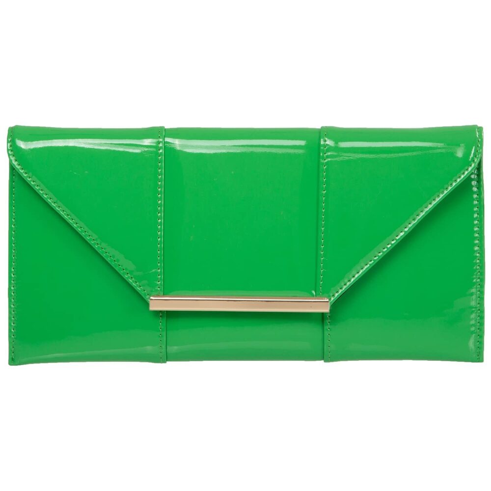 3893 Faux Patent Leather Envelope Candy Clutch, Lime Medium
